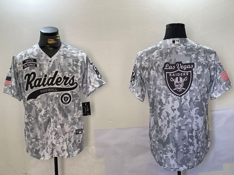 Men Oakland Raiders Blank Nike Arctic Camo 2024 Salute to Service Limited NFL Jersey style 12